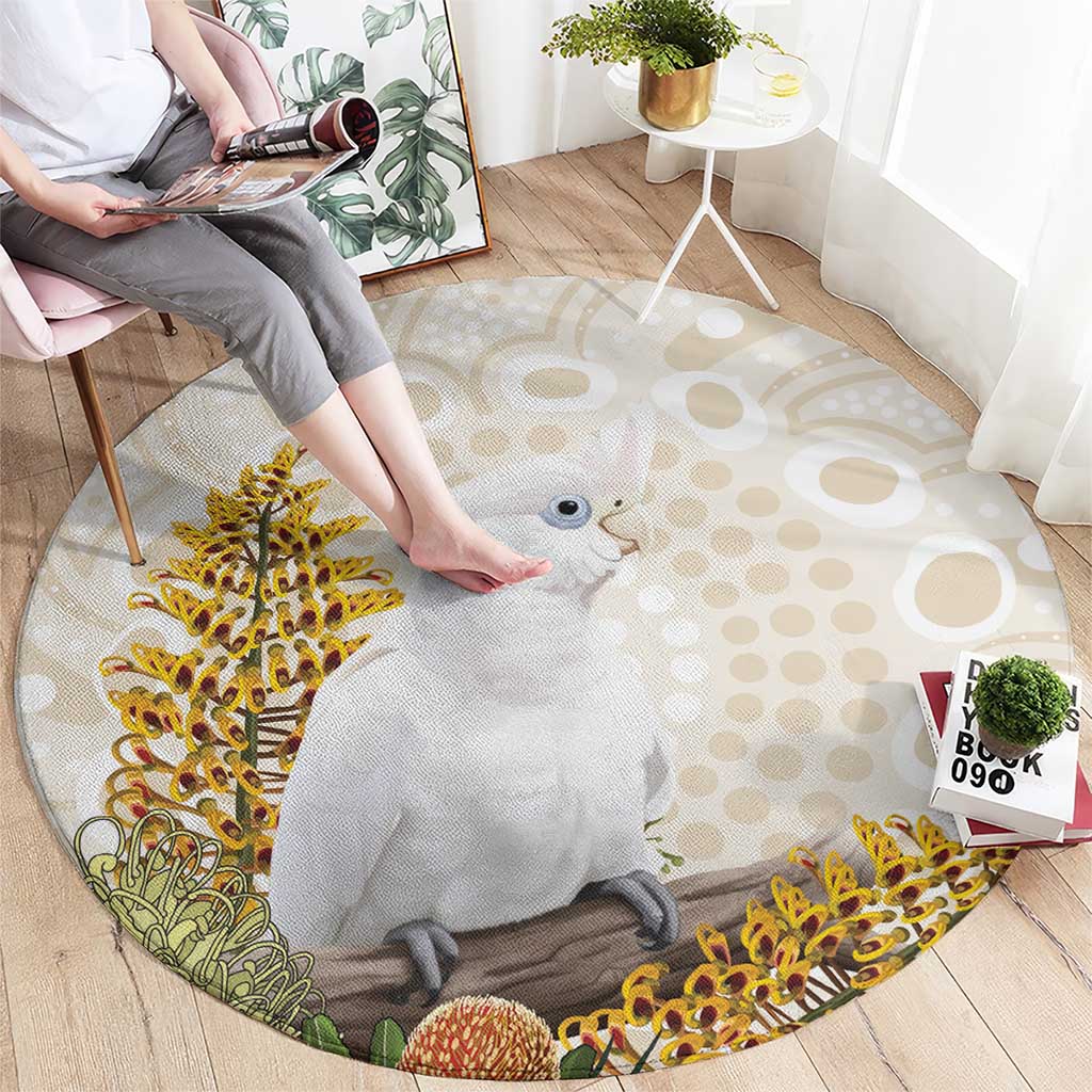 Australia Little Corella Round Carpet Cacatua Sanguinea Western Grevillea Aboriginal Art - Aussie Hoodie