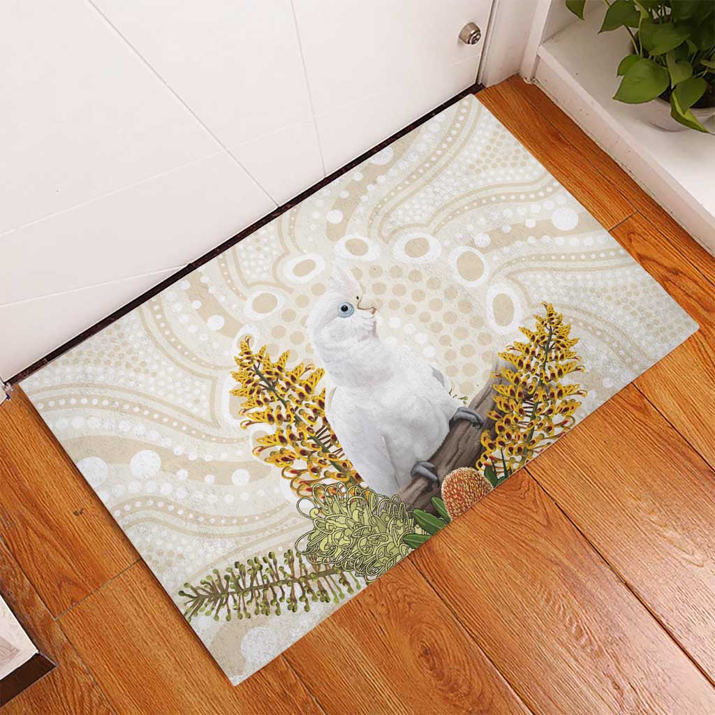 Australia Little Corella Rubber Doormat Cacatua Sanguinea Western Grevillea Aboriginal Art - Aussie Hoodie