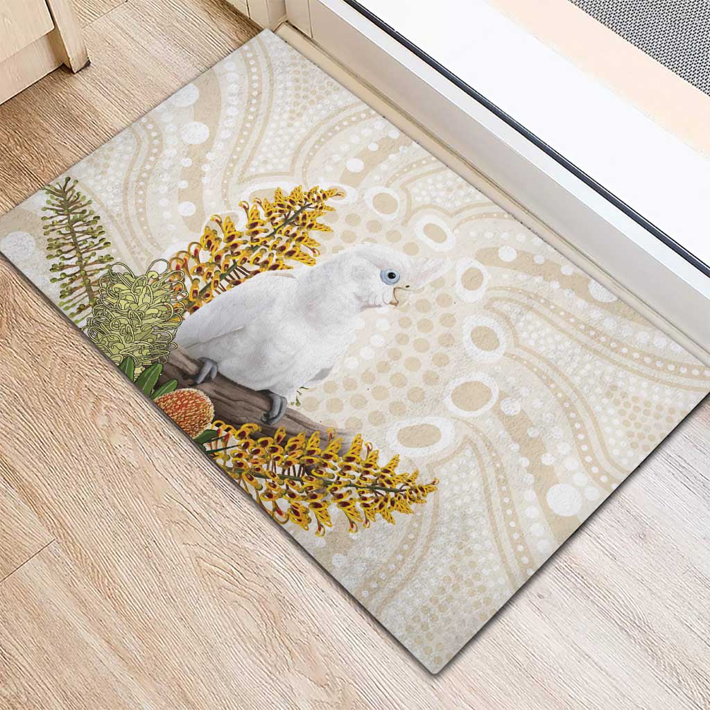 Australia Little Corella Rubber Doormat Cacatua Sanguinea Western Grevillea Aboriginal Art - Aussie Hoodie