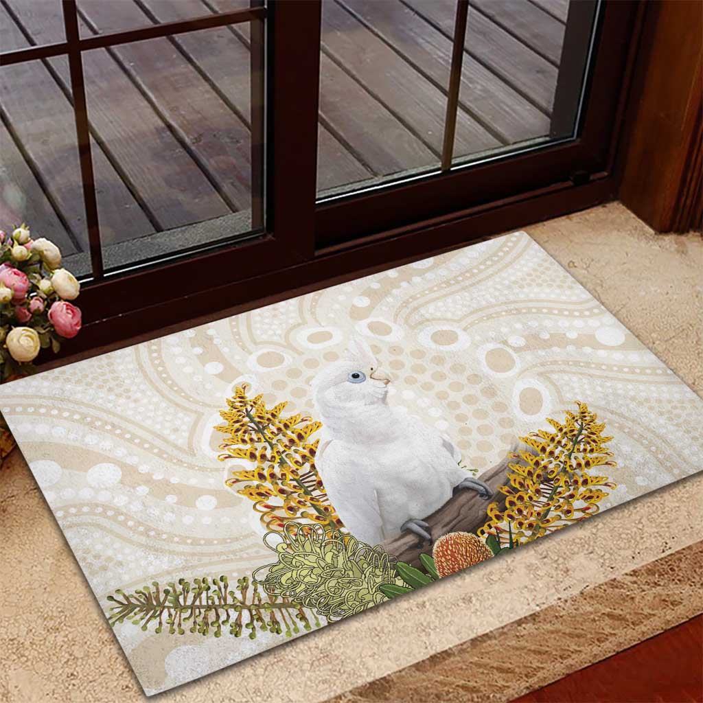 Australia Little Corella Rubber Doormat Cacatua Sanguinea Western Grevillea Aboriginal Art - Aussie Hoodie