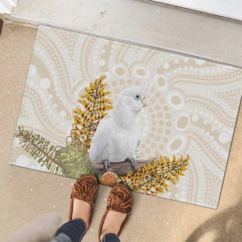Australia Little Corella Rubber Doormat Cacatua Sanguinea Western Grevillea Aboriginal Art - Aussie Hoodie