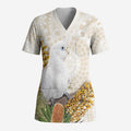 Australia Little Corella Scrub Top Cacatua Sanguinea Western Grevillea Aboriginal Art - Aussie Hoodie