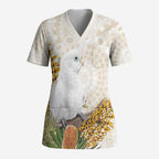 Australia Little Corella Scrub Top Cacatua Sanguinea Western Grevillea Aboriginal Art - Aussie Hoodie