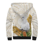 Australia Little Corella Sherpa Hoodie Cacatua Sanguinea Western Grevillea Aboriginal Art - Aussie Hoodie