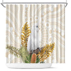 Australia Little Corella Shower Curtain Cacatua Sanguinea Western Grevillea Aboriginal Art - Aussie Hoodie