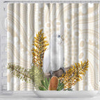 Australia Little Corella Shower Curtain Cacatua Sanguinea Western Grevillea Aboriginal Art - Aussie Hoodie