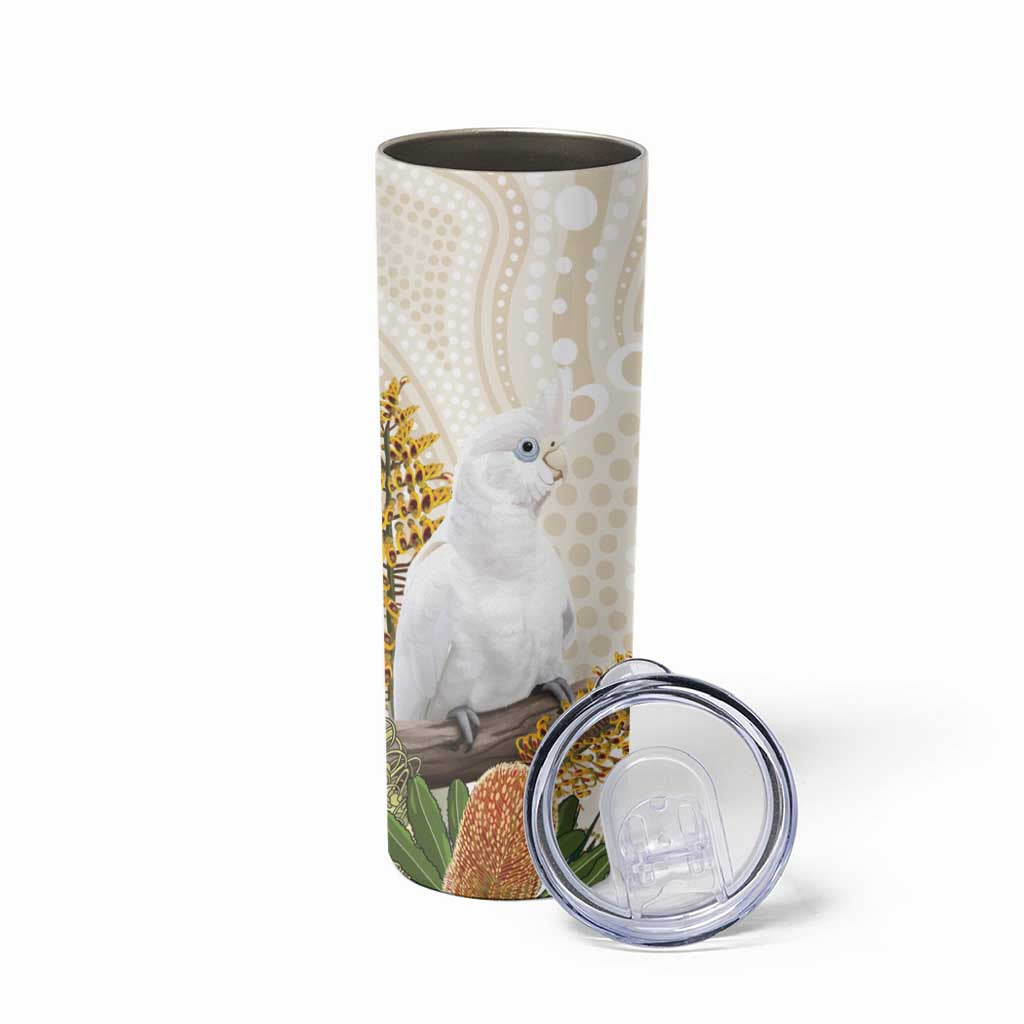 Australia Little Corella Skinny Tumbler Cacatua Sanguinea Western Grevillea Aboriginal Art - Aussie Hoodie