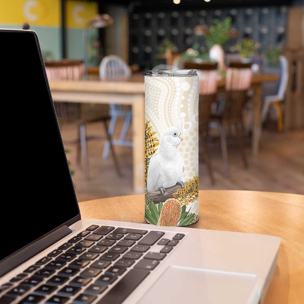 Australia Little Corella Skinny Tumbler Cacatua Sanguinea Western Grevillea Aboriginal Art - Aussie Hoodie
