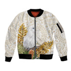 Australia Little Corella Sleeve Zip Bomber Jacket Cacatua Sanguinea Western Grevillea Aboriginal Art - Aussie Hoodie