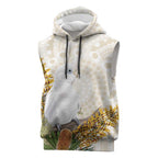 Australia Little Corella Sleeveless Hoodie Cacatua Sanguinea Western Grevillea Aboriginal Art - Aussie Hoodie