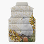 Australia Little Corella Sleeveless Puffer Jacket Cacatua Sanguinea Western Grevillea Aboriginal Art - Aussie Hoodie