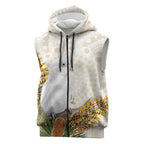 Australia Little Corella Sleeveless Zip Hoodie Cacatua Sanguinea Western Grevillea Aboriginal Art LT14