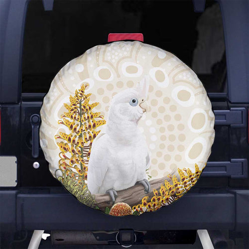 Australia Little Corella Spare Tire Cover Cacatua Sanguinea Western Grevillea Aboriginal Art - Aussie Hoodie