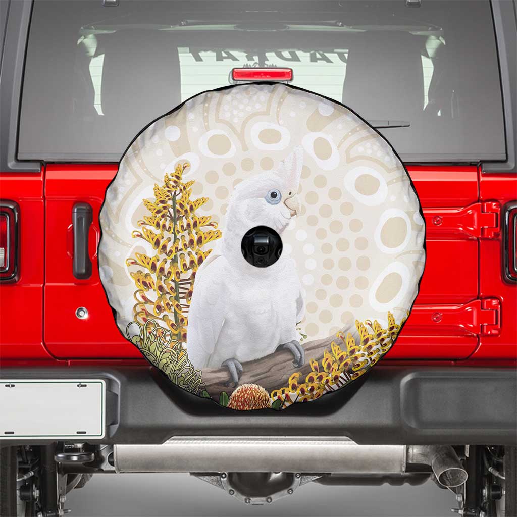 Australia Little Corella Spare Tire Cover Cacatua Sanguinea Western Grevillea Aboriginal Art - Aussie Hoodie