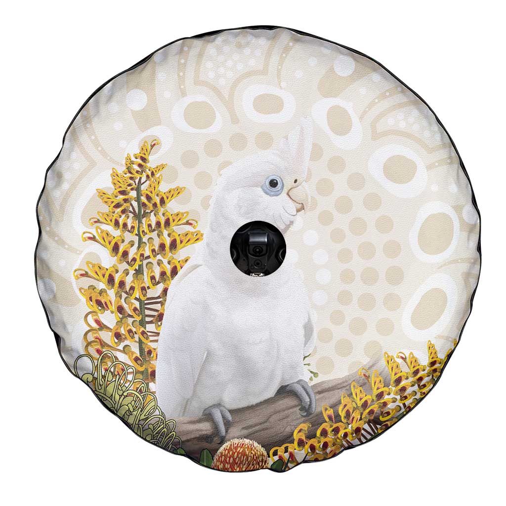 Australia Little Corella Spare Tire Cover Cacatua Sanguinea Western Grevillea Aboriginal Art - Aussie Hoodie