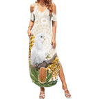 Australia Little Corella Summer Maxi Dress Cacatua Sanguinea Western Grevillea Aboriginal Art - Aussie Hoodie