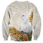 Australia Little Corella Sweatshirt Cacatua Sanguinea Western Grevillea Aboriginal Art - Aussie Hoodie