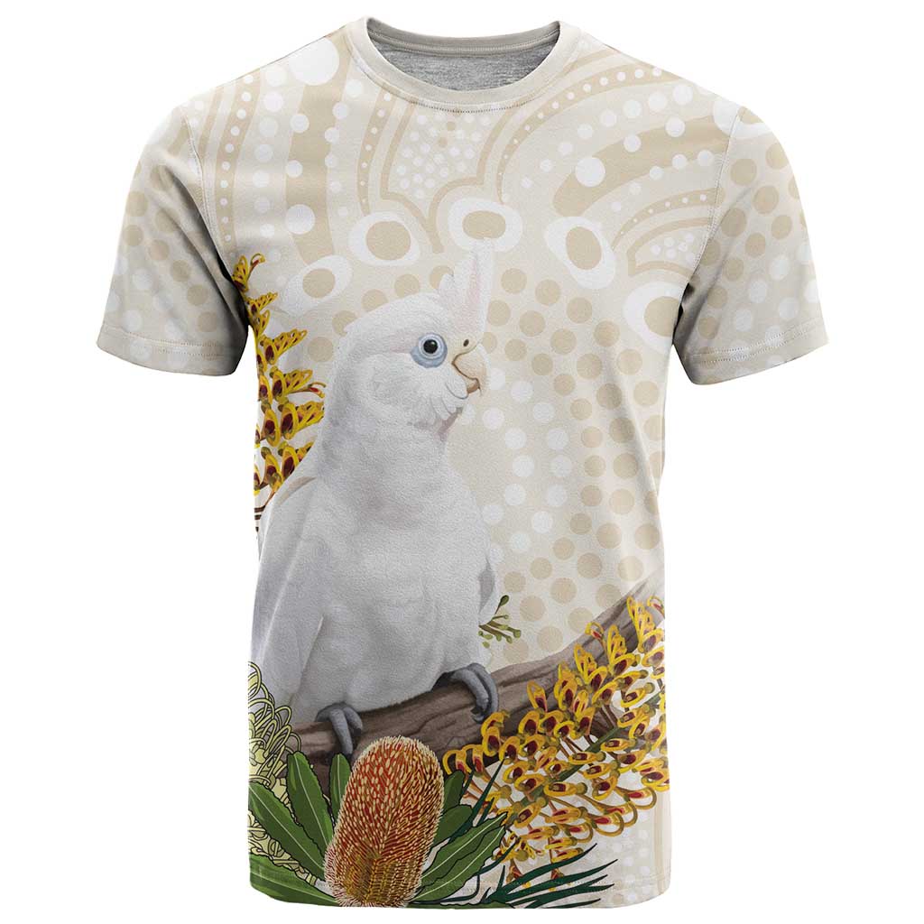 Australia Little Corella T Shirt Cacatua Sanguinea Western Grevillea Aboriginal Art - Aussie Hoodie