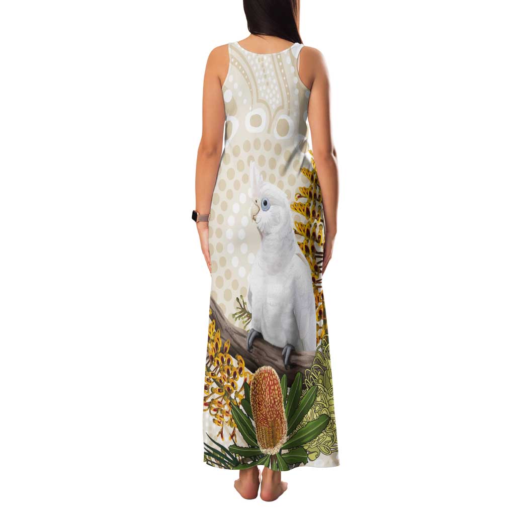 Australia Little Corella Tank Maxi Dress Cacatua Sanguinea Western Grevillea Aboriginal Art - Aussie Hoodie
