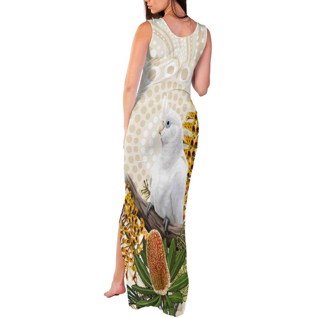 Australia Little Corella Tank Maxi Dress Cacatua Sanguinea Western Grevillea Aboriginal Art - Aussie Hoodie