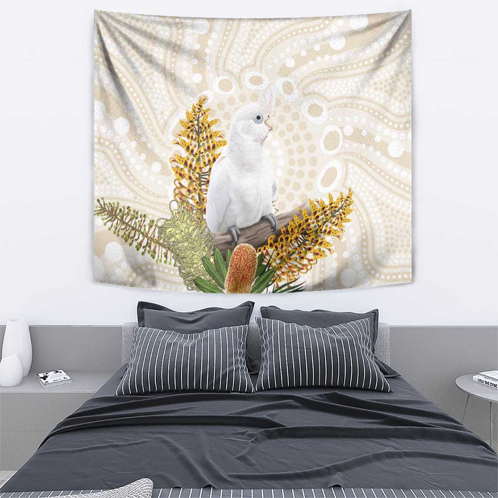 Australia Little Corella Tapestry Cacatua Sanguinea Western Grevillea Aboriginal Art - Aussie Hoodie