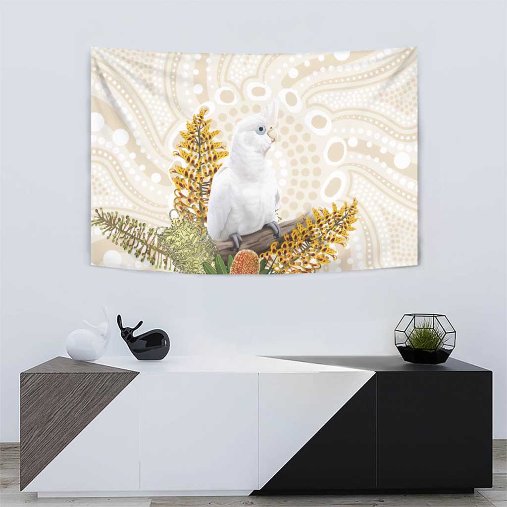 Australia Little Corella Tapestry Cacatua Sanguinea Western Grevillea Aboriginal Art - Aussie Hoodie