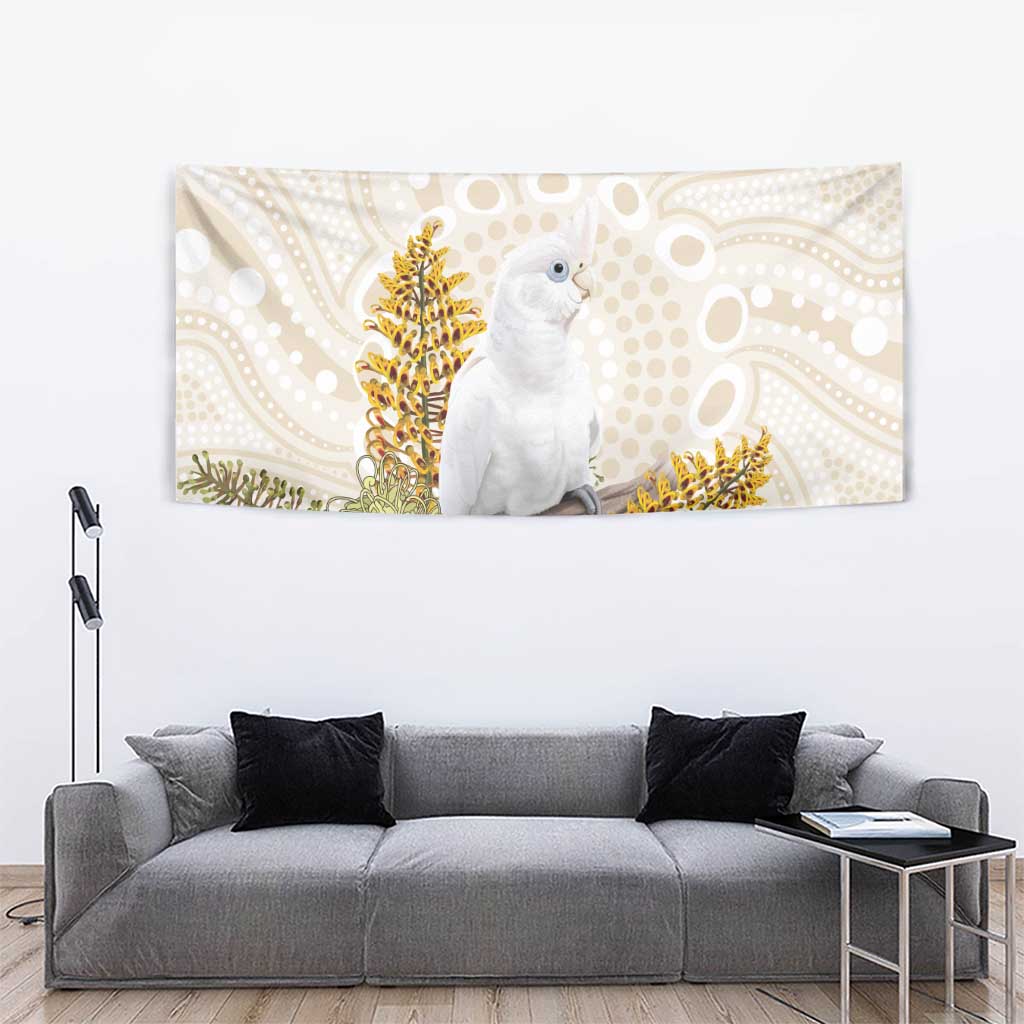 Australia Little Corella Tapestry Cacatua Sanguinea Western Grevillea Aboriginal Art - Aussie Hoodie