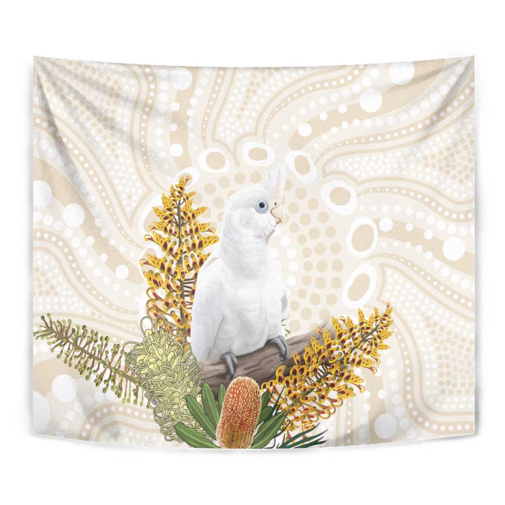 Australia Little Corella Tapestry Cacatua Sanguinea Western Grevillea Aboriginal Art - Aussie Hoodie