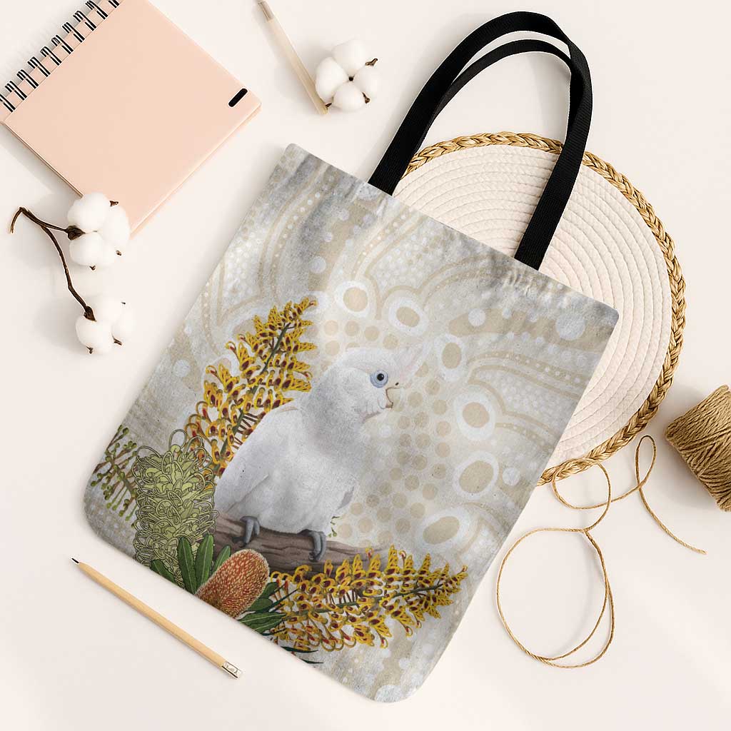 Australia Little Corella Tote Bag Cacatua Sanguinea Western Grevillea Aboriginal Art - Aussie Hoodie