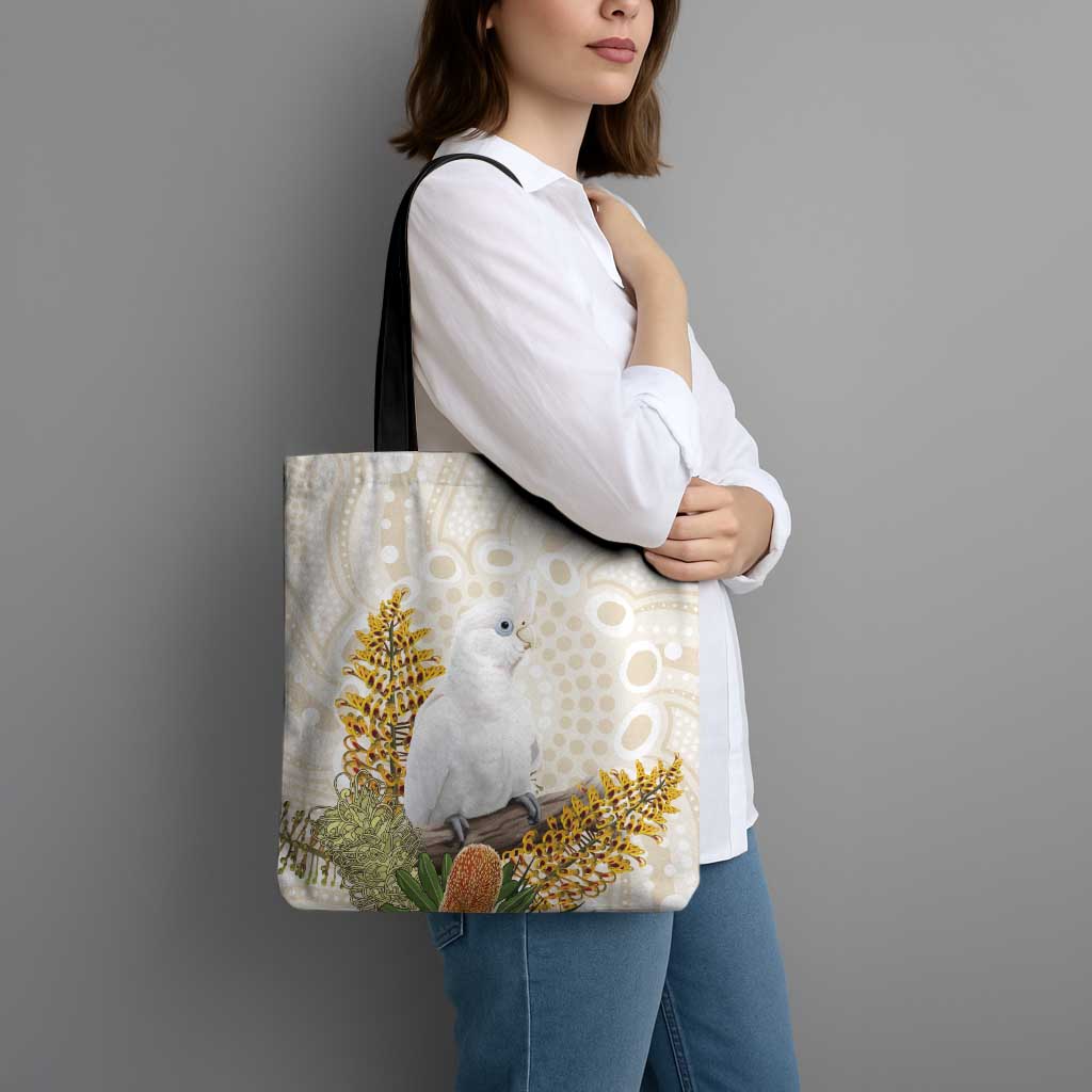 Australia Little Corella Tote Bag Cacatua Sanguinea Western Grevillea Aboriginal Art - Aussie Hoodie
