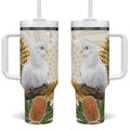 Australia Little Corella Tumbler With Handle Cacatua Sanguinea Western Grevillea Aboriginal Art - Aussie Hoodie
