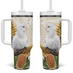 Australia Little Corella Tumbler With Handle Cacatua Sanguinea Western Grevillea Aboriginal Art - Aussie Hoodie
