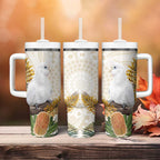 Australia Little Corella Tumbler With Handle Cacatua Sanguinea Western Grevillea Aboriginal Art - Aussie Hoodie