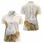 Australia Little Corella Women Polo Shirt Cacatua Sanguinea Western Grevillea Aboriginal Art - Aussie Hoodie
