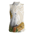 Australia Little Corella Women Sleeveless Polo Shirt Cacatua Sanguinea Western Grevillea Aboriginal Art - Aussie Hoodie