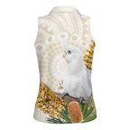 Australia Little Corella Women Sleeveless Polo Shirt Cacatua Sanguinea Western Grevillea Aboriginal Art - Aussie Hoodie