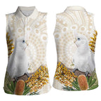 Australia Little Corella Women Sleeveless Polo Shirt Cacatua Sanguinea Western Grevillea Aboriginal Art - Aussie Hoodie