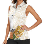 Australia Little Corella Women Sleeveless Polo Shirt Cacatua Sanguinea Western Grevillea Aboriginal Art - Aussie Hoodie