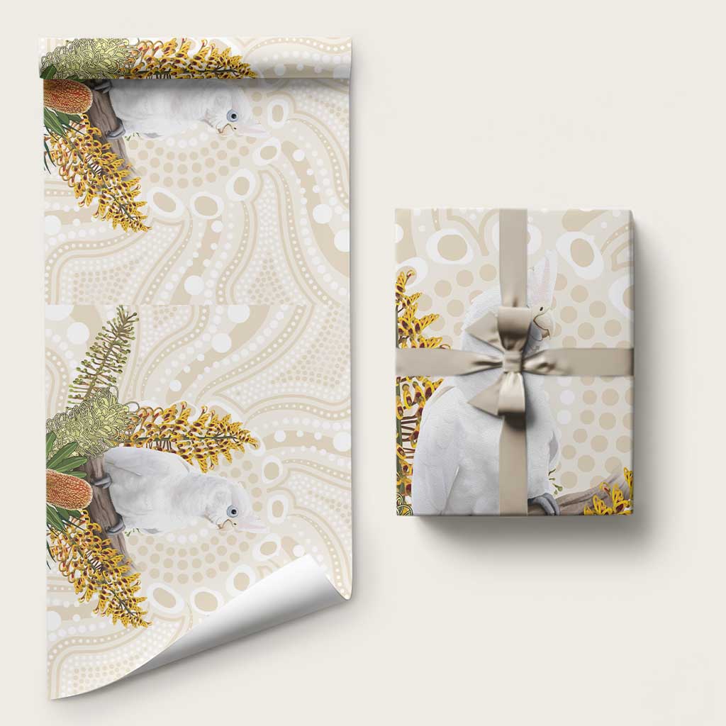Australia Little Corella Wrapping Paper Cacatua Sanguinea Western Grevillea Aboriginal Art - Aussie Hoodie