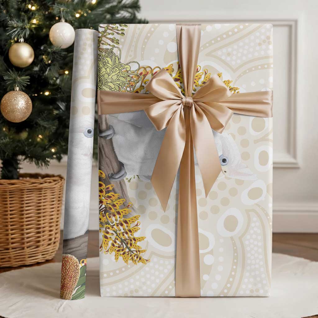 Australia Little Corella Wrapping Paper Cacatua Sanguinea Western Grevillea Aboriginal Art - Aussie Hoodie