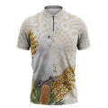 Australia Little Corella Zipper Polo Shirt Cacatua Sanguinea Western Grevillea Aboriginal Art - Aussie Hoodie