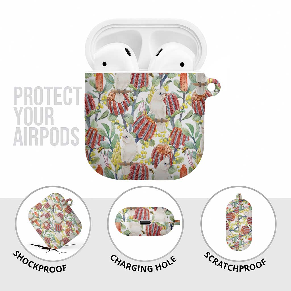 Little Corella Australia Cockatoo AirPods Case Cacatua Sanguinea Banksia Seamless White - Aussie Hoodie