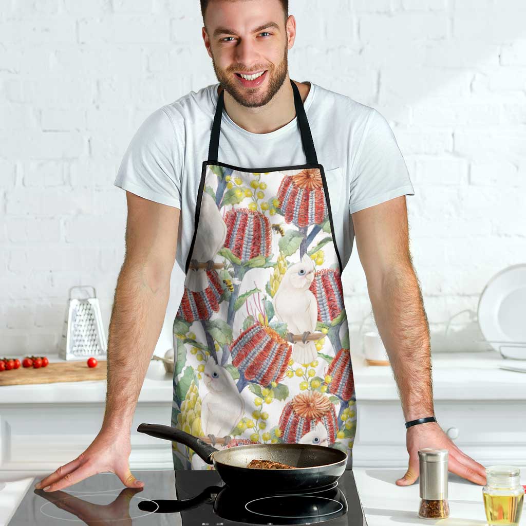 Little Corella Australia Cockatoo Apron Cacatua Sanguinea Banksia Seamless White - Aussie Hoodie
