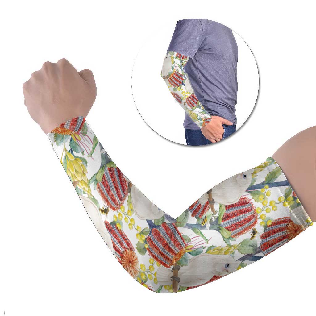 Little Corella Australia Cockatoo Arm Sleeves Cacatua Sanguinea Banksia Seamless White - Aussie Hoodie