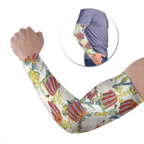 Little Corella Australia Cockatoo Arm Sleeves Cacatua Sanguinea Banksia Seamless White - Aussie Hoodie