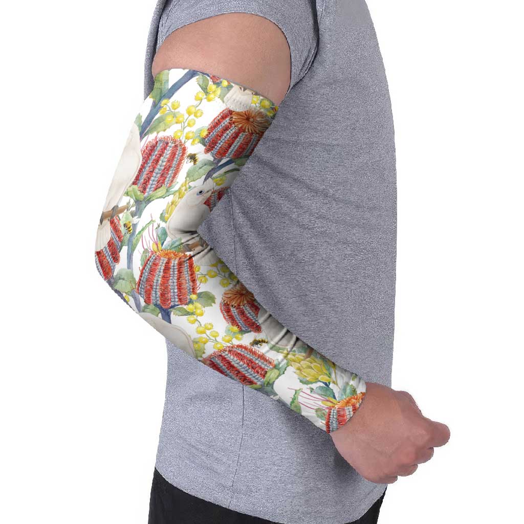 Little Corella Australia Cockatoo Arm Sleeves Cacatua Sanguinea Banksia Seamless White - Aussie Hoodie