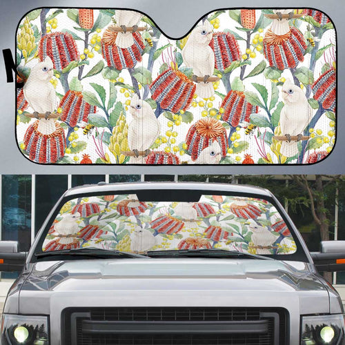 Little Corella Australia Cockatoo Auto Sun Shade Cacatua Sanguinea Banksia Seamless White - Aussie Hoodie