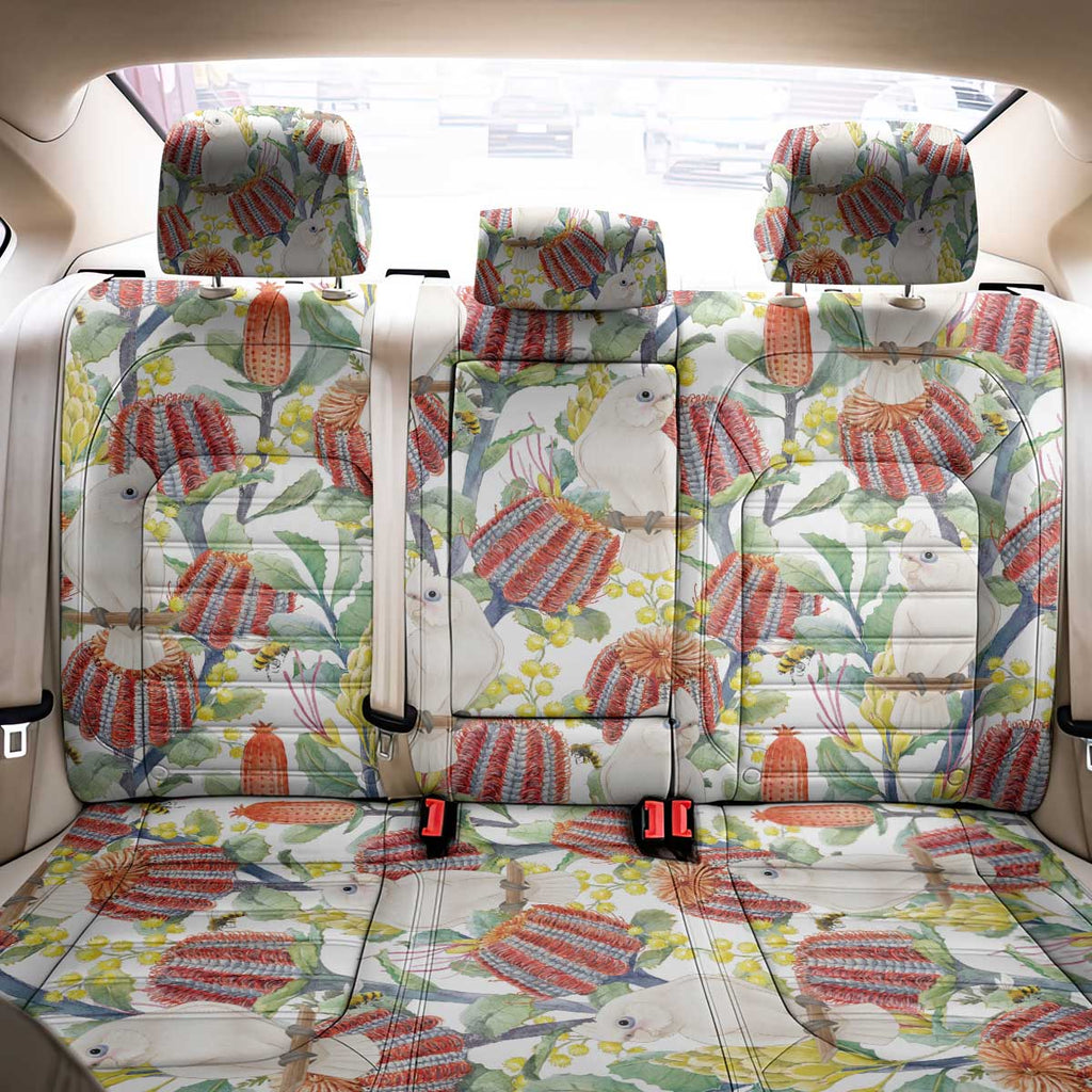 Little Corella Australia Cockatoo Back Car Seat Cover Cacatua Sanguinea Banksia Seamless White - Aussie Hoodie