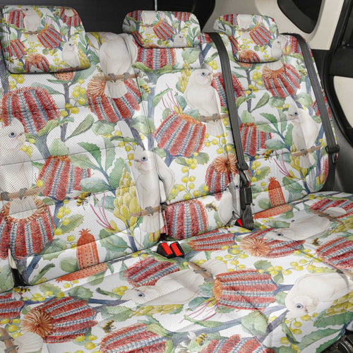 Little Corella Australia Cockatoo Back Car Seat Cover Cacatua Sanguinea Banksia Seamless White - Aussie Hoodie