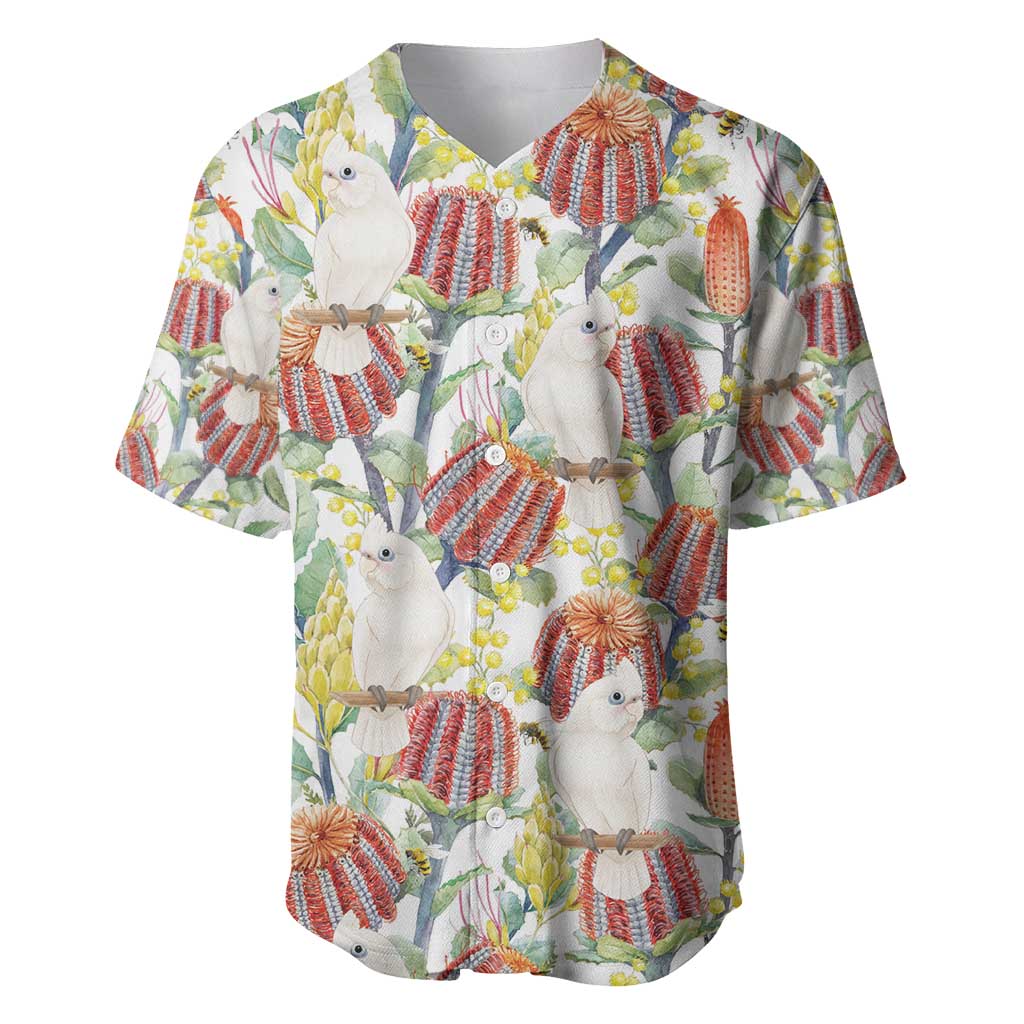 Little Corella Australia Cockatoo Baseball Jersey Cacatua Sanguinea Banksia Seamless White - Aussie Hoodie